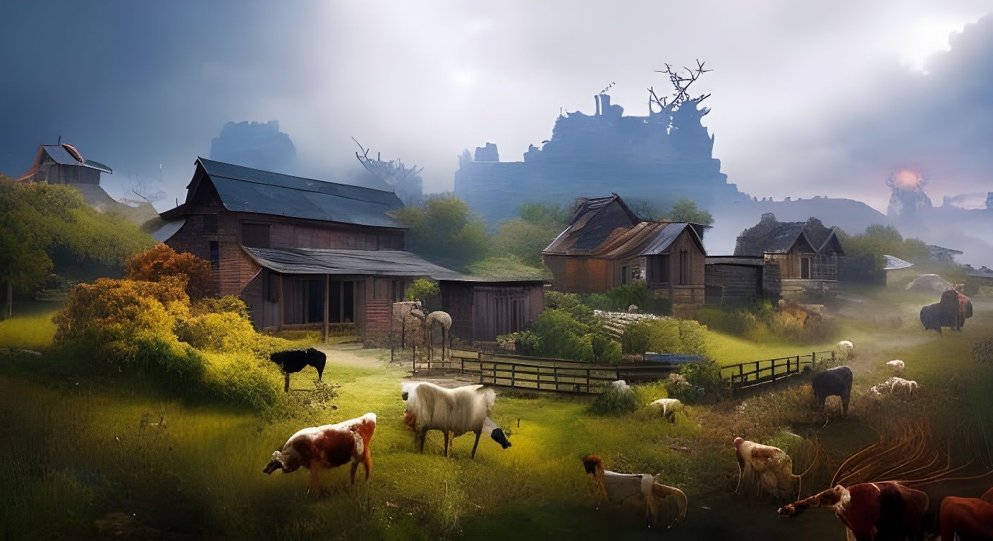 Rural Village Fantasycore Artwork in 8K Resolution