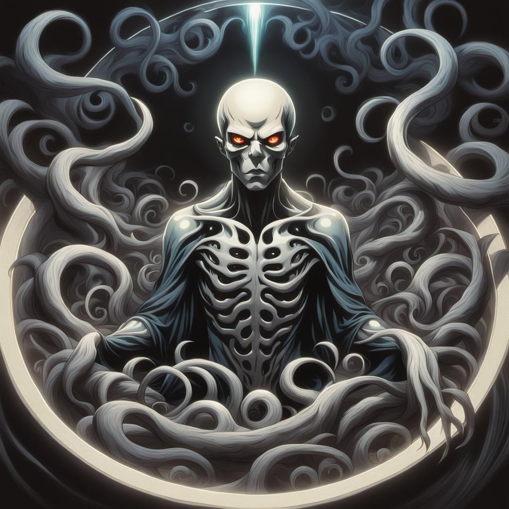 Anime Portrait of Menacing Transformation in Manga Style