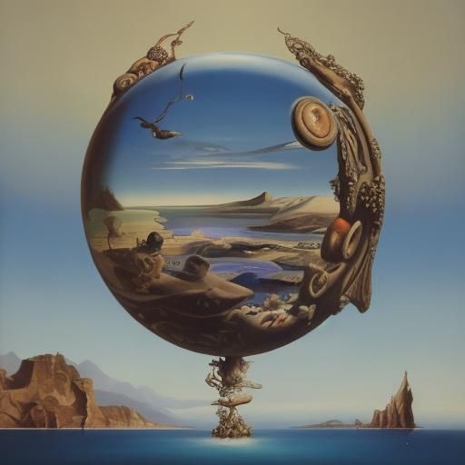 Surreal Melting Clock on Canvas in Dali Style