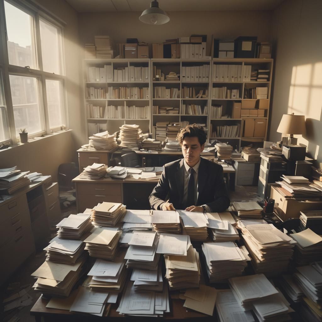 Moody Office Scene in Photorealistic Digital Art