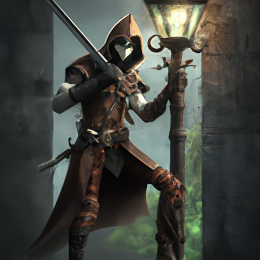 Half-Elf Cleric Portrait with Crossbow in Digital Art Style