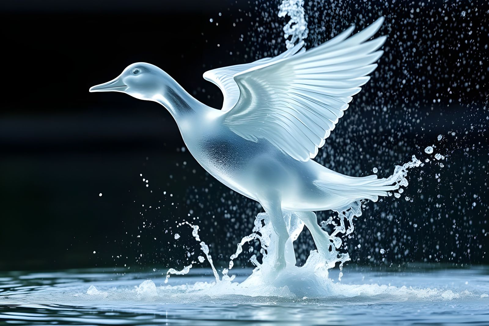 Transparent Duck Silhouette Rising from Water