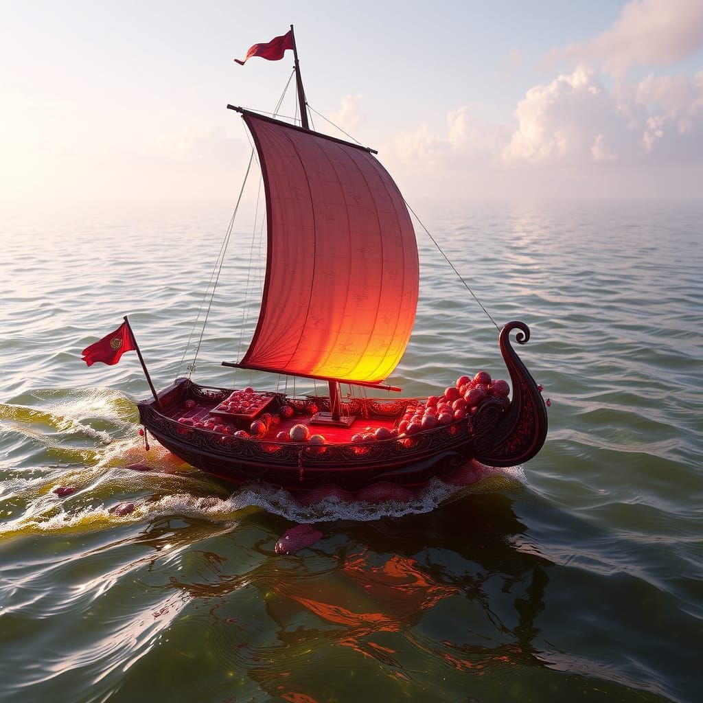 Red Wine Boat Sails Limoncello Sea