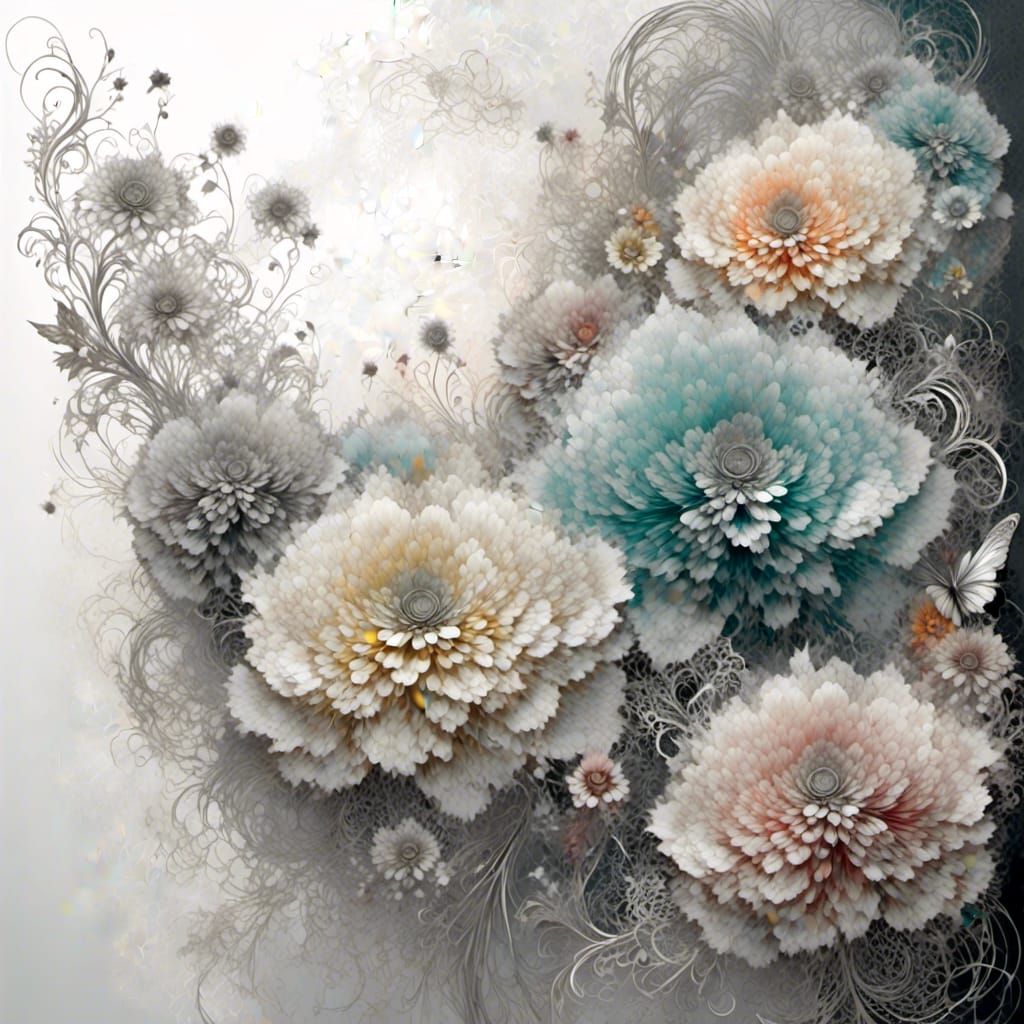 Hazy Lace Flowers with Rainbow, a Pastel Wallpaper