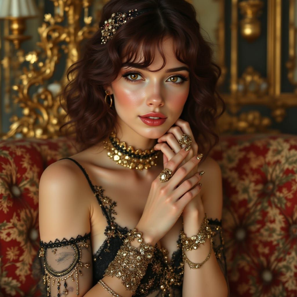 Roaring Twenties Flapper in Klimt Style