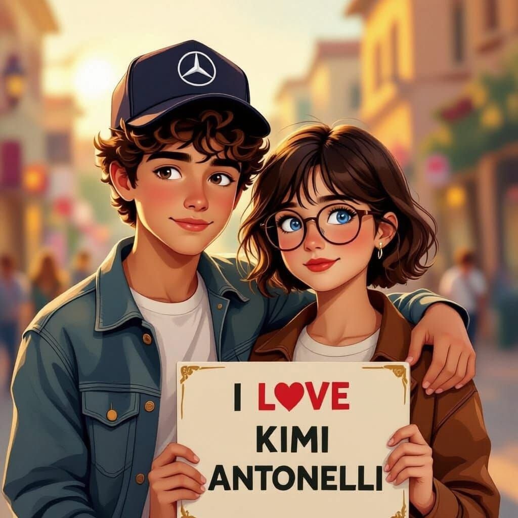 Young Romance: Italian Teen Boy & Fan in Golden Hour