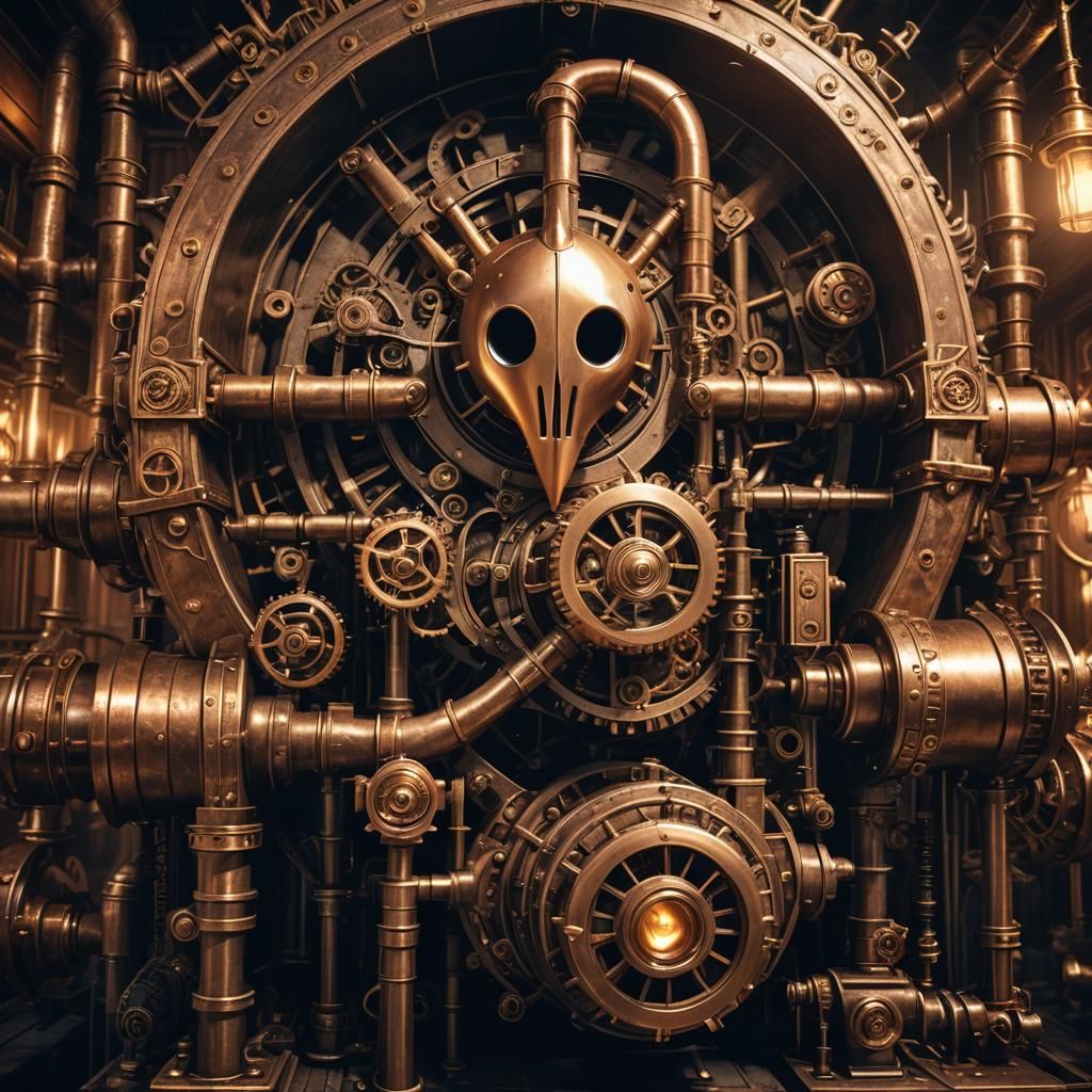 Hollow Knight and Steampunk Engine in Victorian Chamber