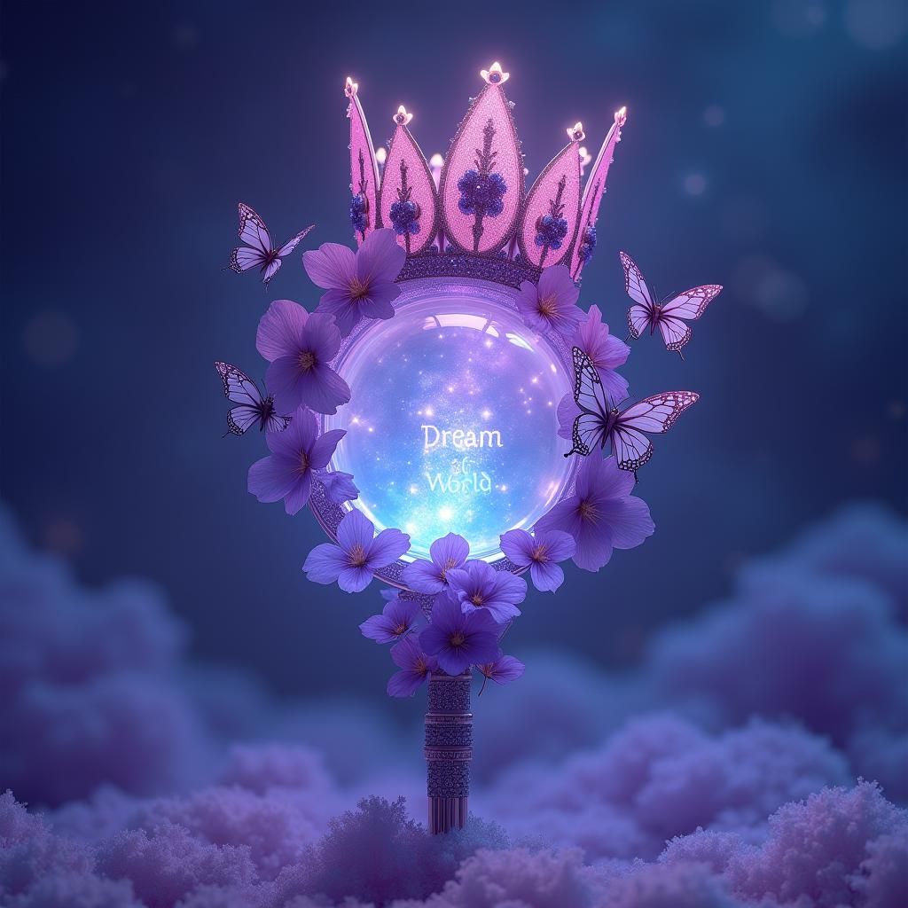 Dreamy Kpop Lightstick with Lavender Butterfly Accents