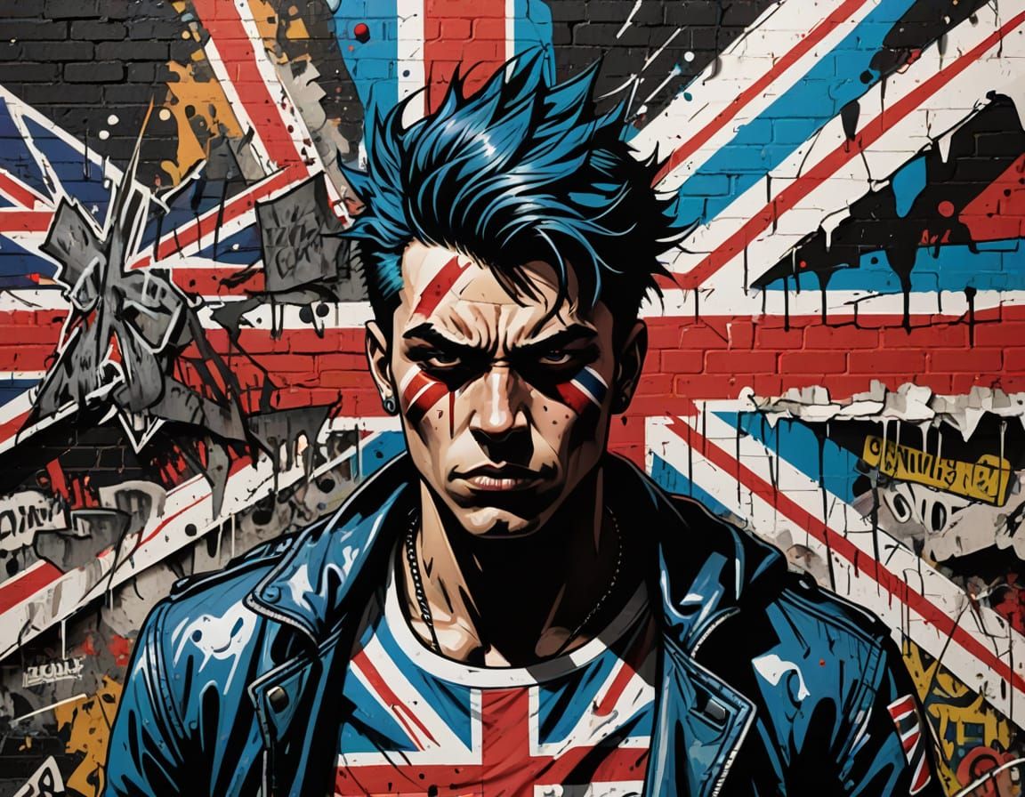 Vibrant Comic Book Style Punk Graffiti Art