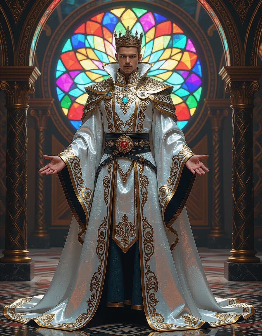 Iridescent Fantasy Prince in Surreal Metallic Style