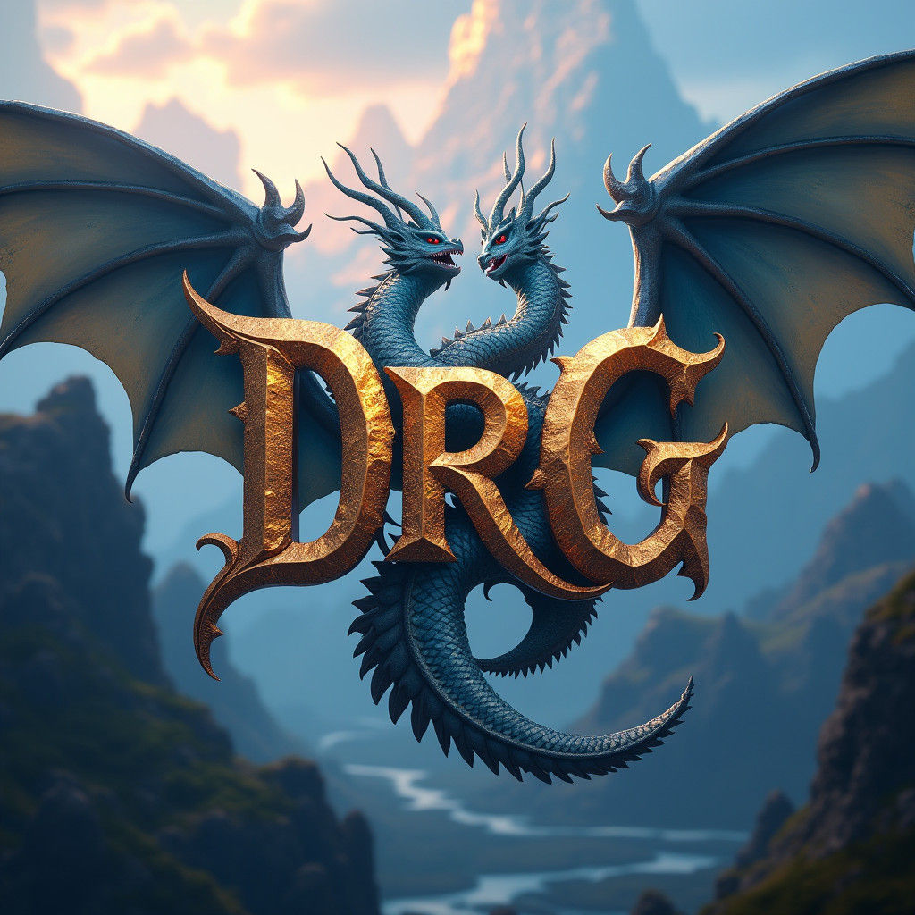 Majestic 3D Dragon Logo in Fantasy Landscape