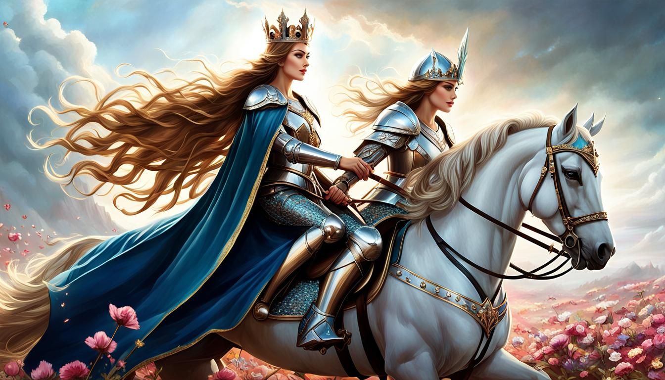 Epic Battlefield: Giant Woman Lifts Knight