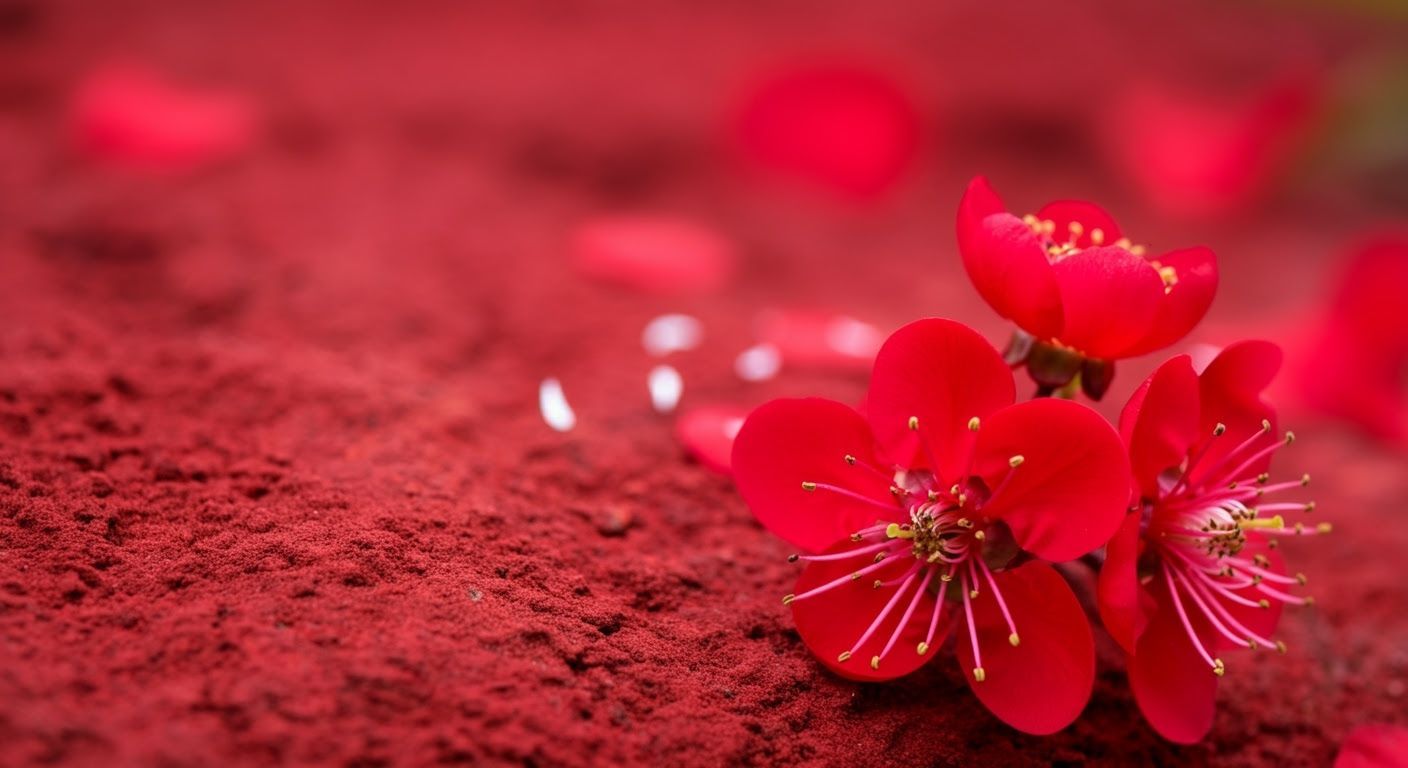 Blossoms on red earth