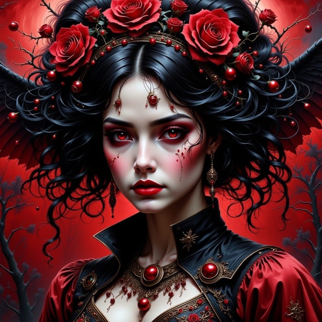 Ethereal Red and Black Dance in Motion