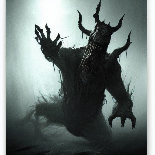 Sinister Hundred-Handed Monster in Dark Fantasy Style
