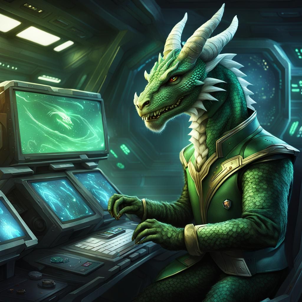 Furry Dragon Engineer in Star Trek Engineering