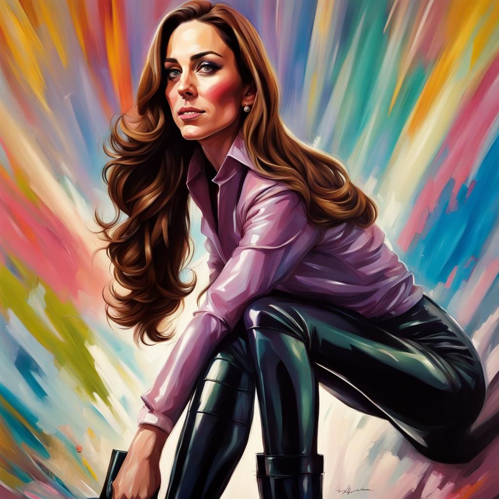 Kate Middleton in Latex Boots: Hyperrealistic Splash Art