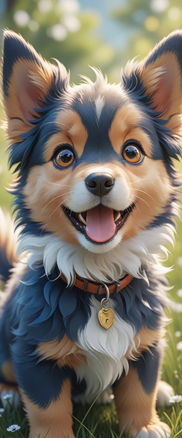 Adorable Puppy Portrait in Manga Style