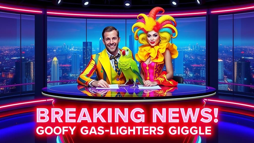 Breaking News in Neon-Clad Newsroom Chaos