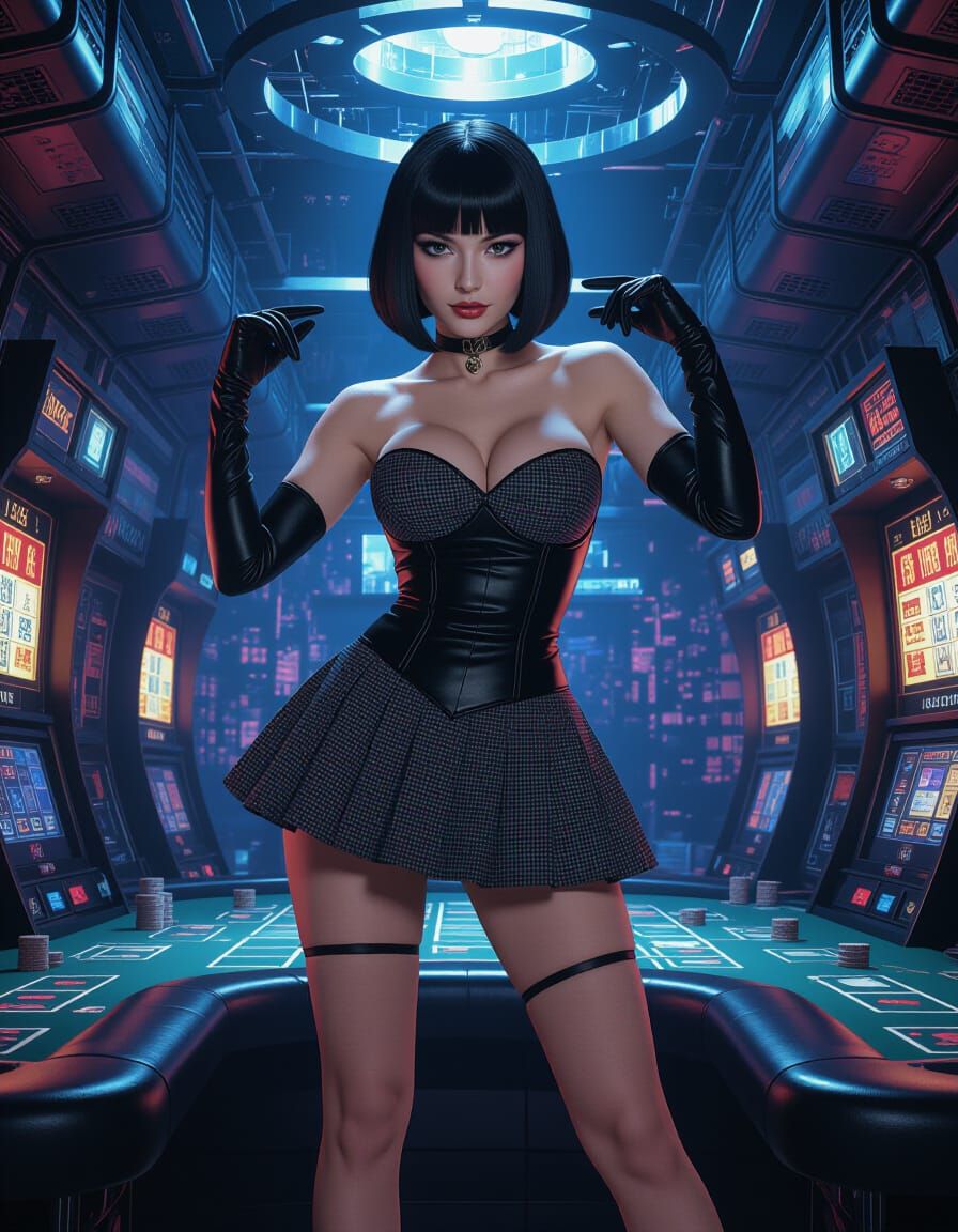Cosplay of Jabami Yumeko in Cyberpunk Casino
