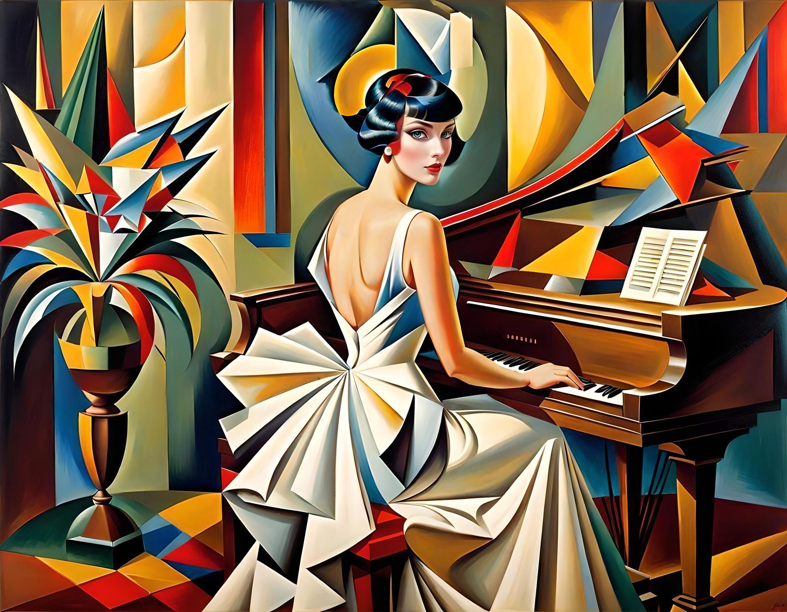 Cubist Girl: A Charming Portrait in Cubism Style