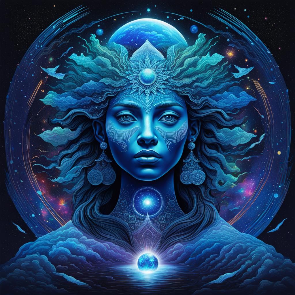 Cosmic Astral Illustration in Mixed Media