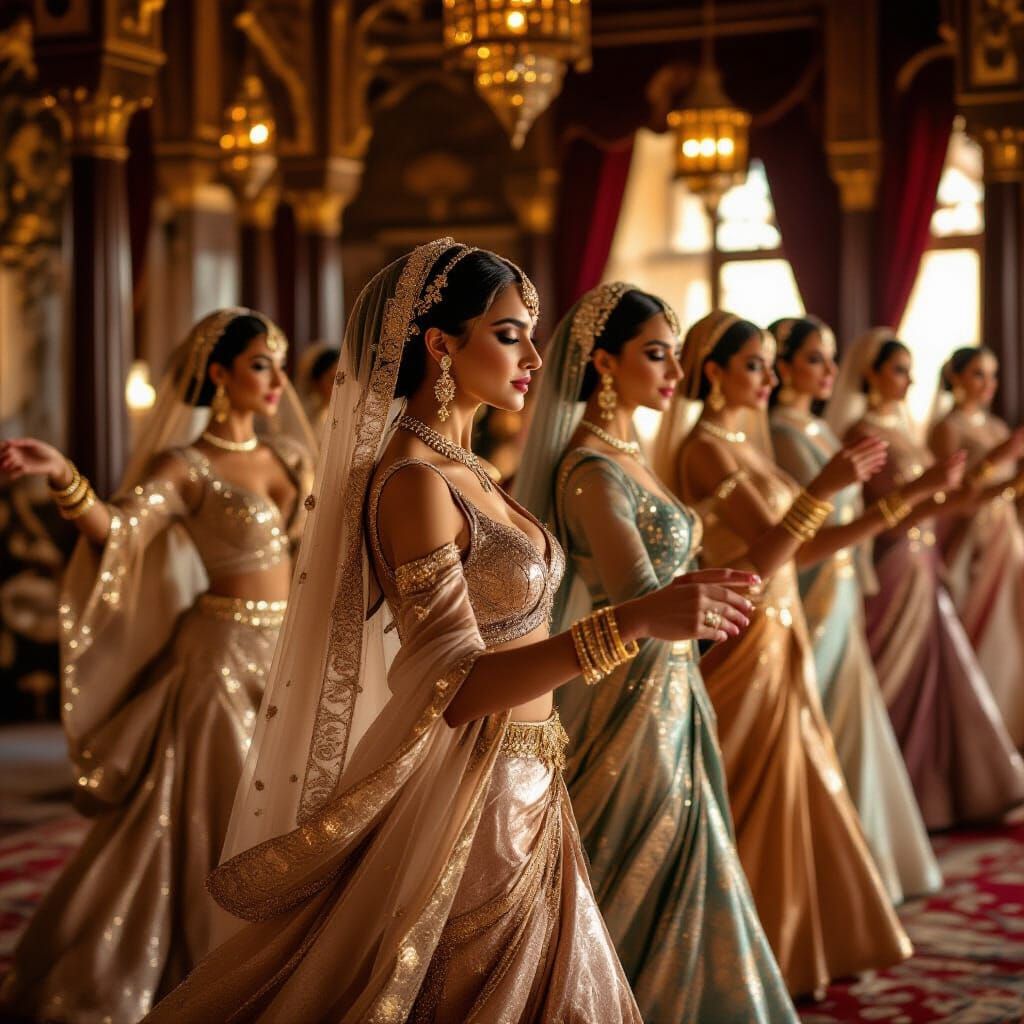 Elegant Dancers in Ornate Palace, Ornate Style