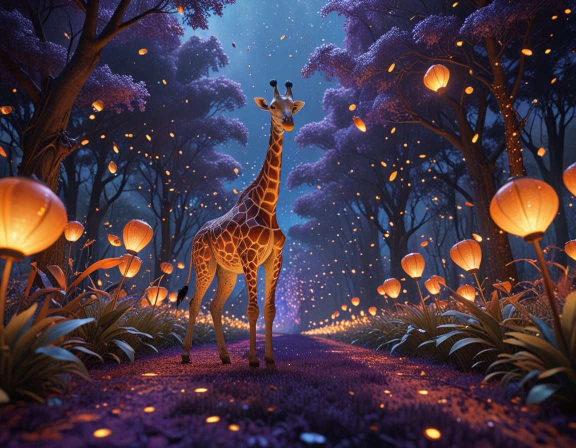 Whimsical Giraffe Struts Down Golden Carpet in Vibrant, Art ...