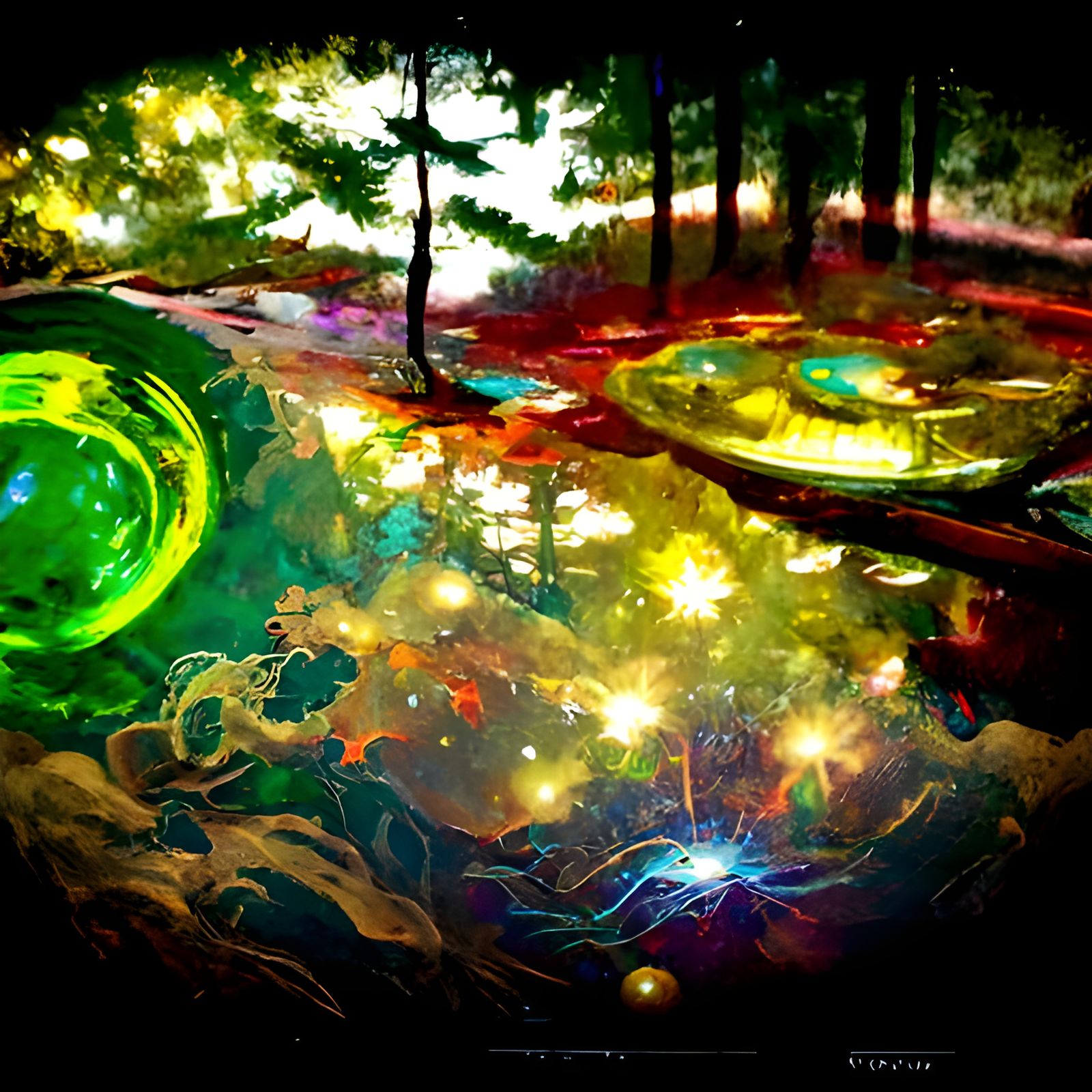 Cosmic Universe Reflected in Lake, Astral Illustration