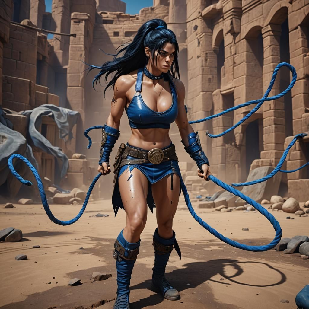 Muscular Boxer Woman in Desert, Fantasy Concept Art