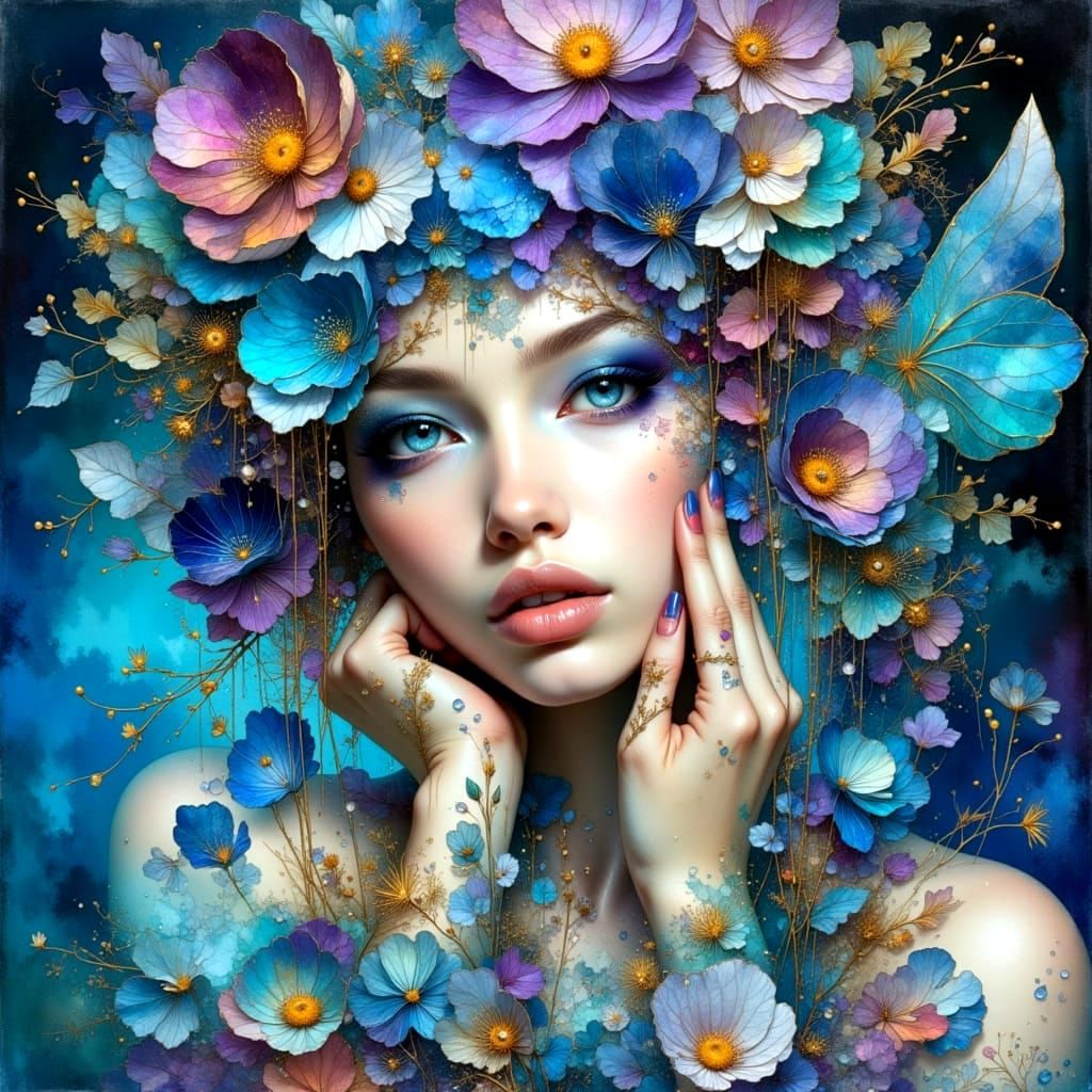 Ethereal Anime Character in a Surreal Dystopian Landscape