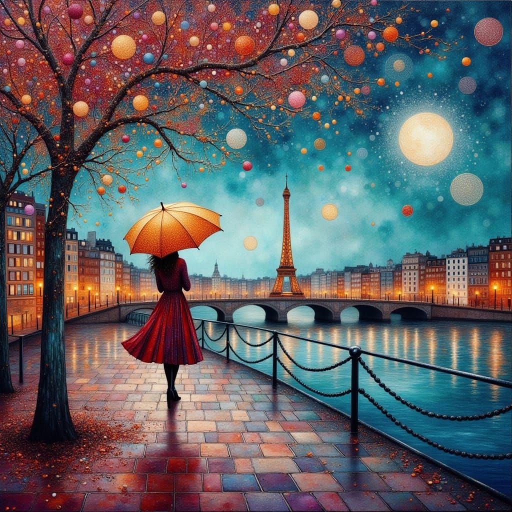 Romantic Parisian Evening in Vibrant Colors