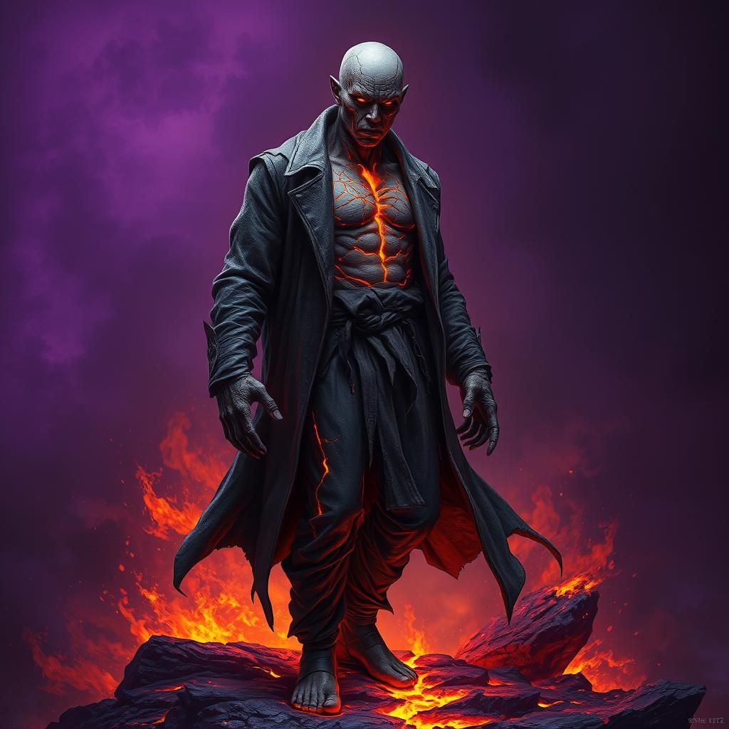 Molten Stone Figure in Dark Fantasy Style