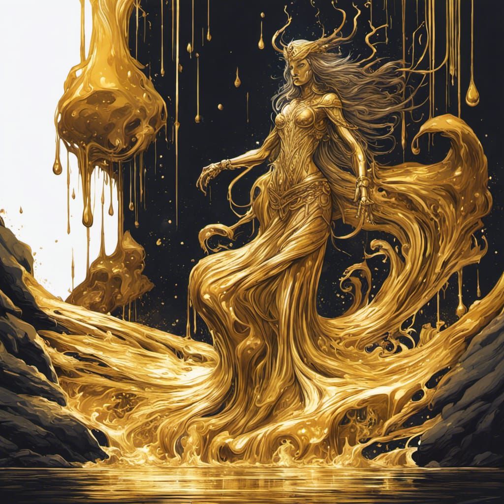 Cosmic Queen Emerging from Golden Pool