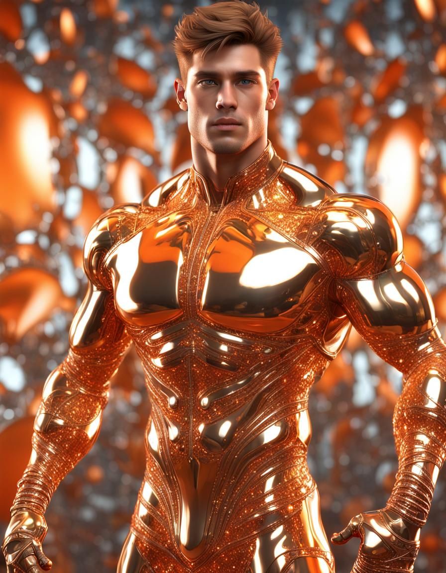 Fractal Cosmic Boy in Futuristic Crystal Outfit