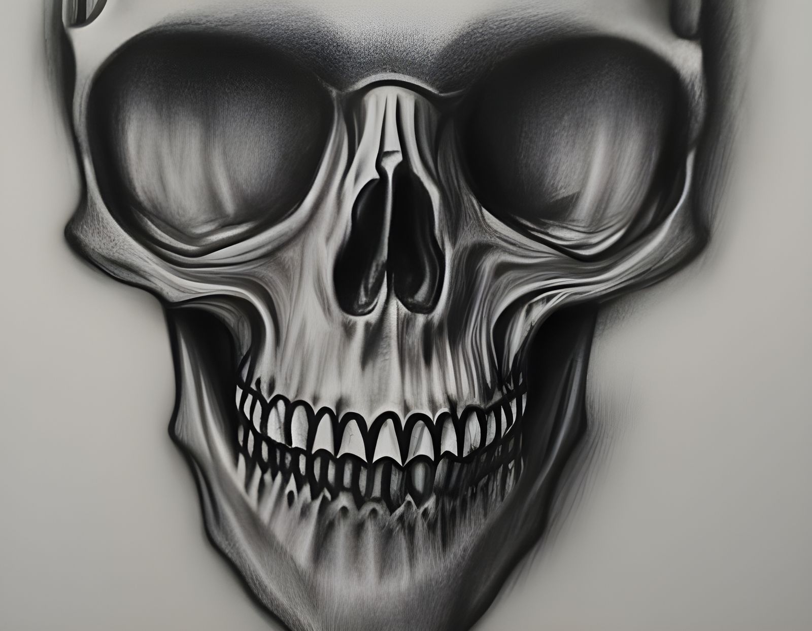 Detailed Charcoal Skull Drawing