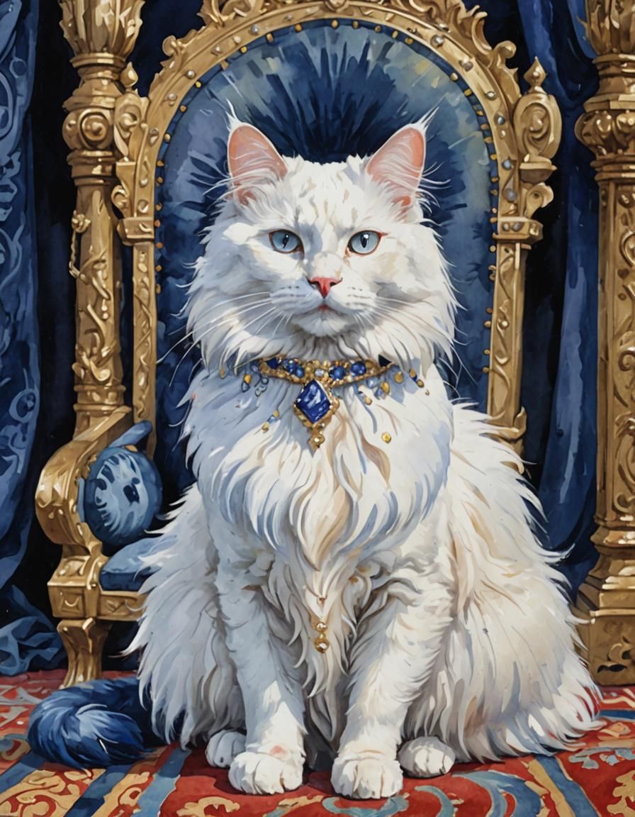 Angora Cat Duchess in Gouache Style