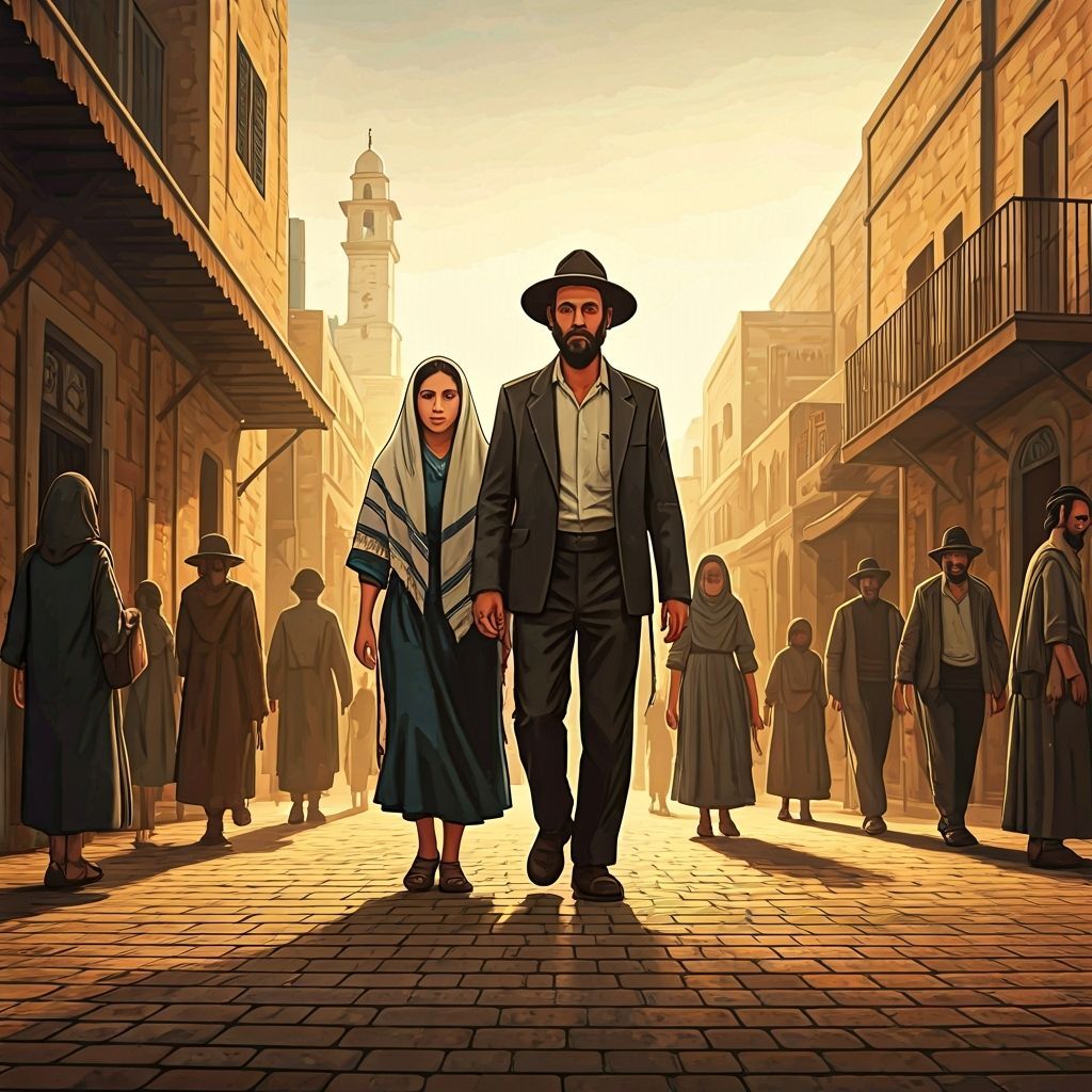 Israeli People in Bustling Cityscape, Kurosawa Style