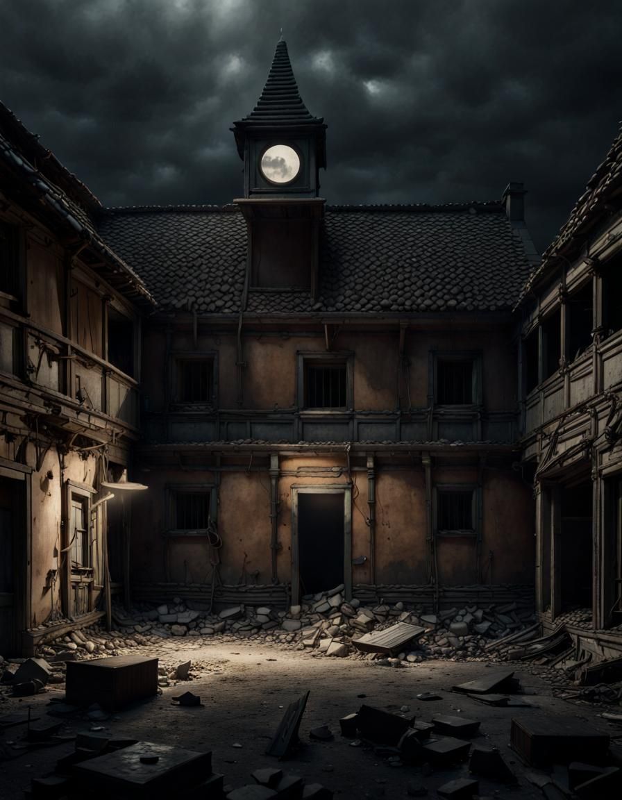 Abandoned Village Square: Supernatural Gothic Art