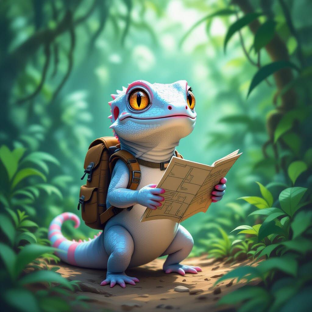 Gecko Explorer in Lush Jungle, Gurney Style