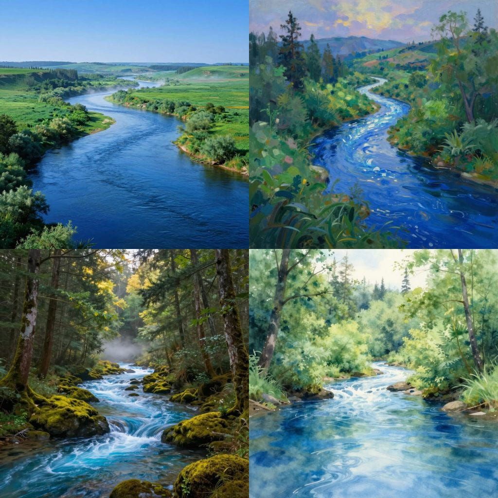 Serene Blue Rivers Flowing Through Landscapes