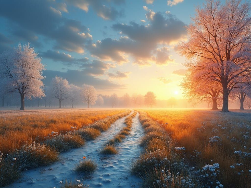 Eine holografische Landschaft, die nahtlos zwischen den Jahr...