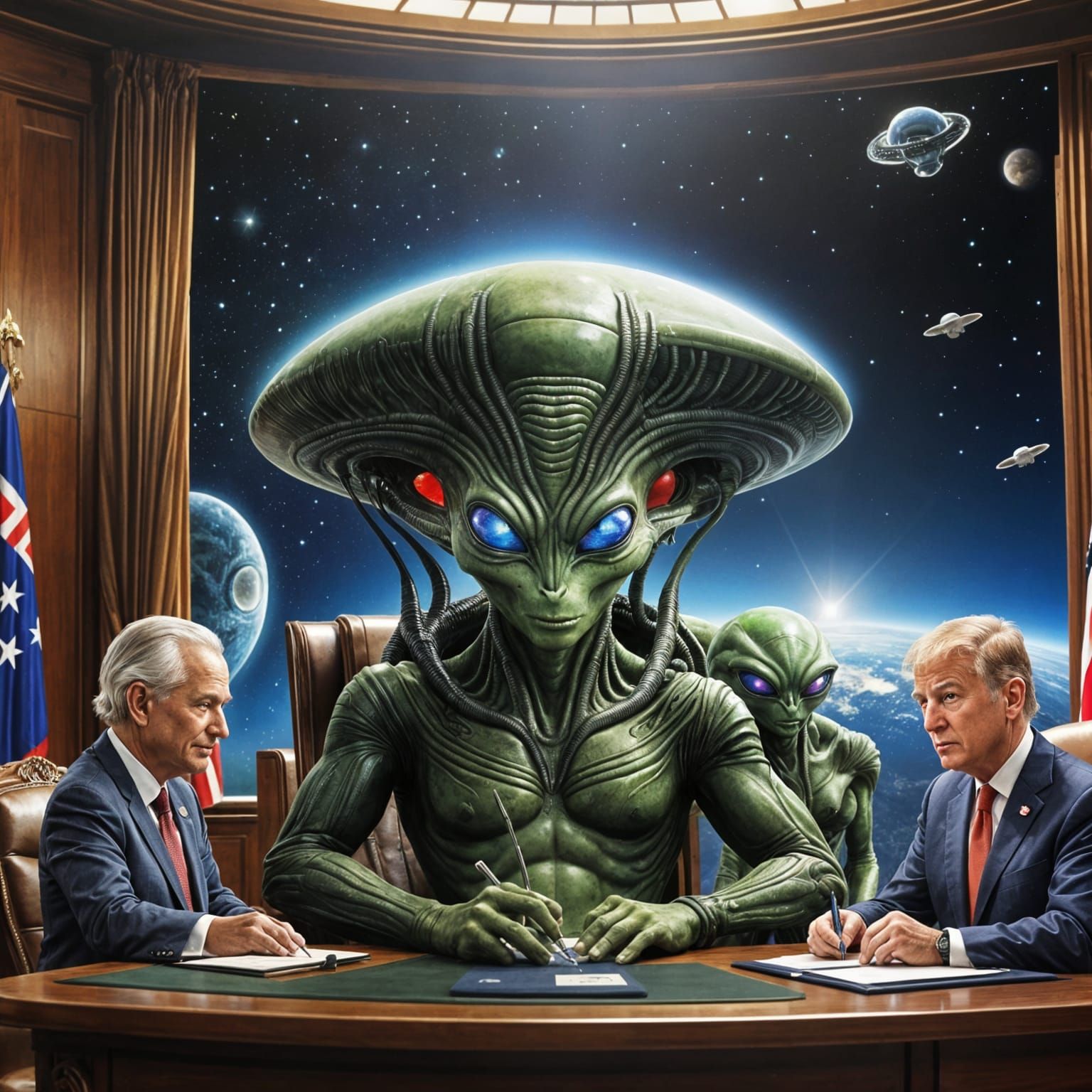 Earth Leaders Sign Treaty with Alien Overlords