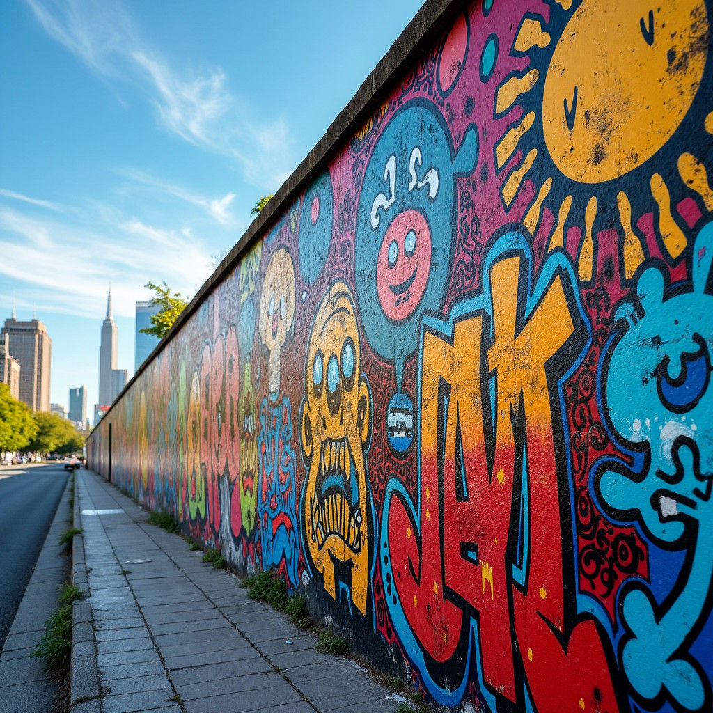 Dynamic Street Art on City Wall