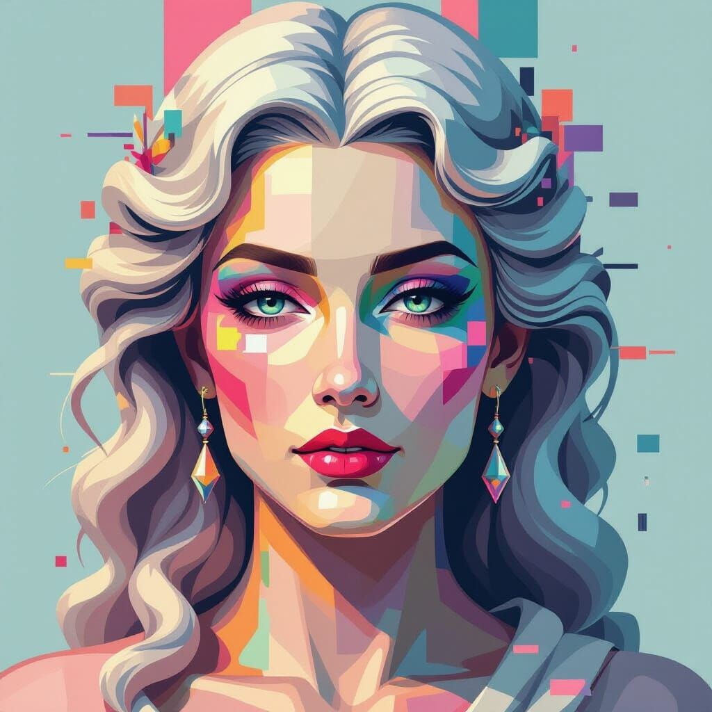 Glitch Art Portrait of a Greek Goddess