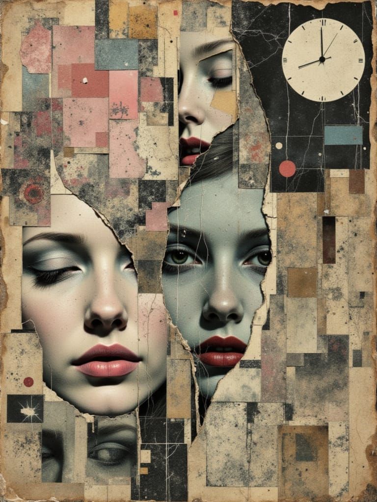 Cosmic Desolation: Fractured Portrait in Art Deco Gothic Sty...