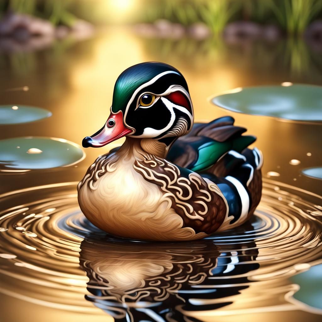 Chibi Wood Duck Sparkling in the Sun