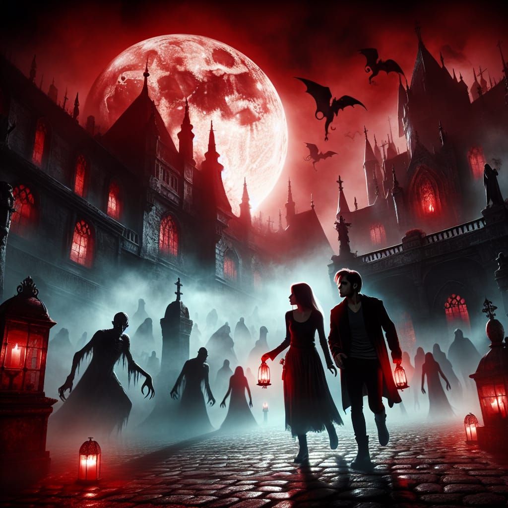 Vampires Stalk Couple Under Blood Moon