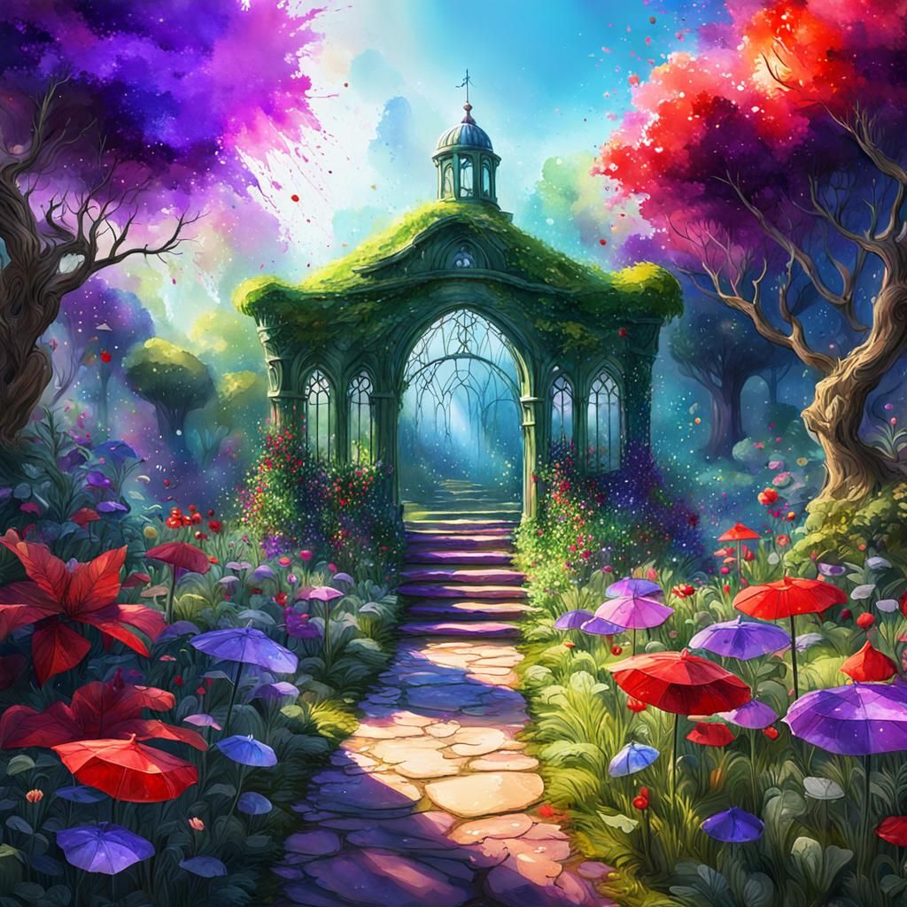 Wonderland Secret Garden: Watercolor Splash Art
