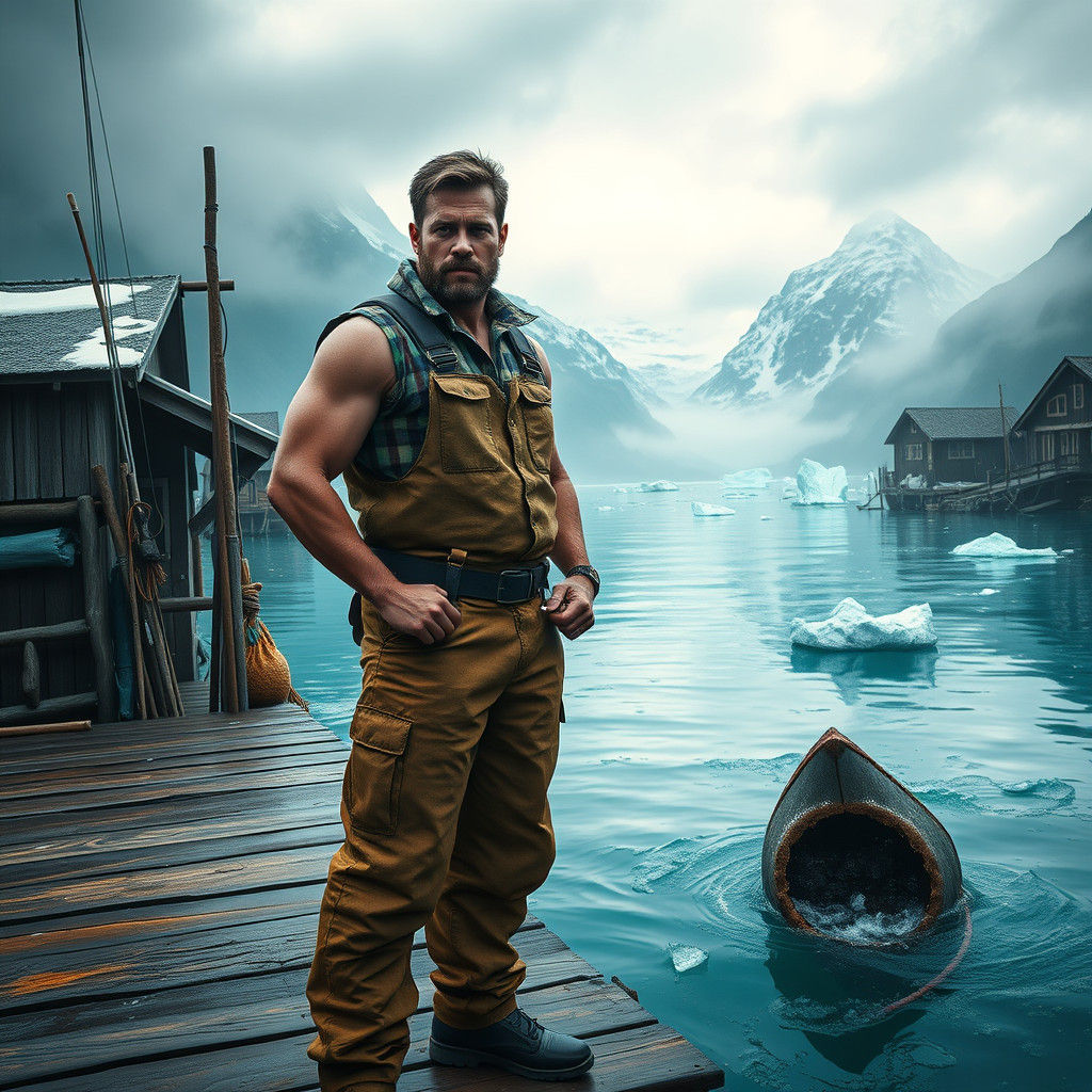 Heroic Alaskan Fisherman on Emerald Fjord